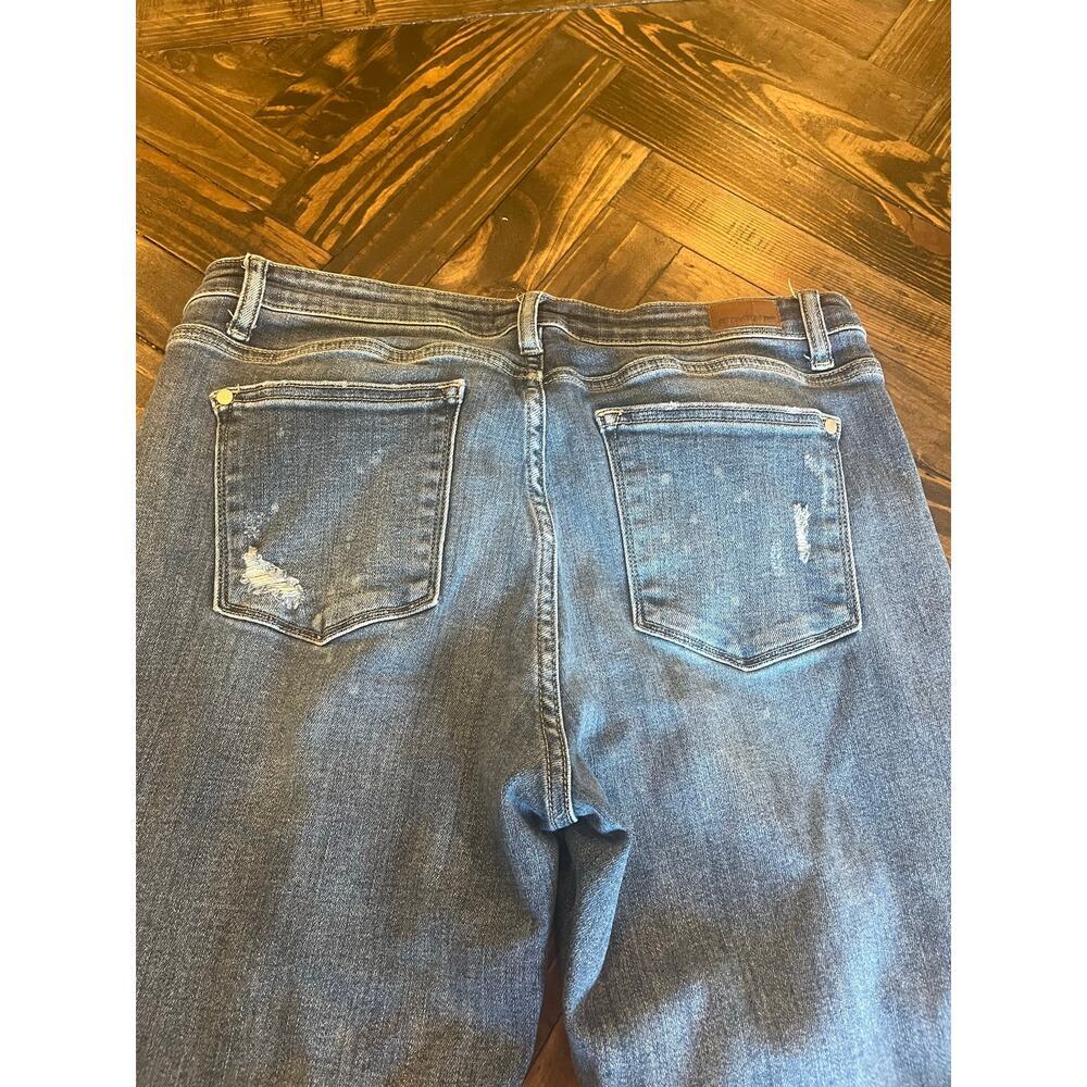 Judy Blue 15/32 Boyfriend Fit Jeans Women Fringe Skater Grunge Thrash Distressed - Picture 11 of 12